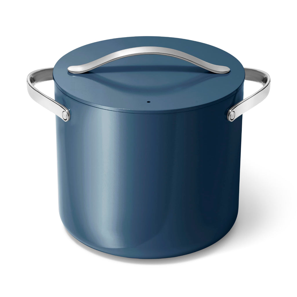 Caraway Stock Pot - 12 Qt Ceramic Coated With Lid - Free From Forever Chemicals - Large for Bigger Batches - Cream