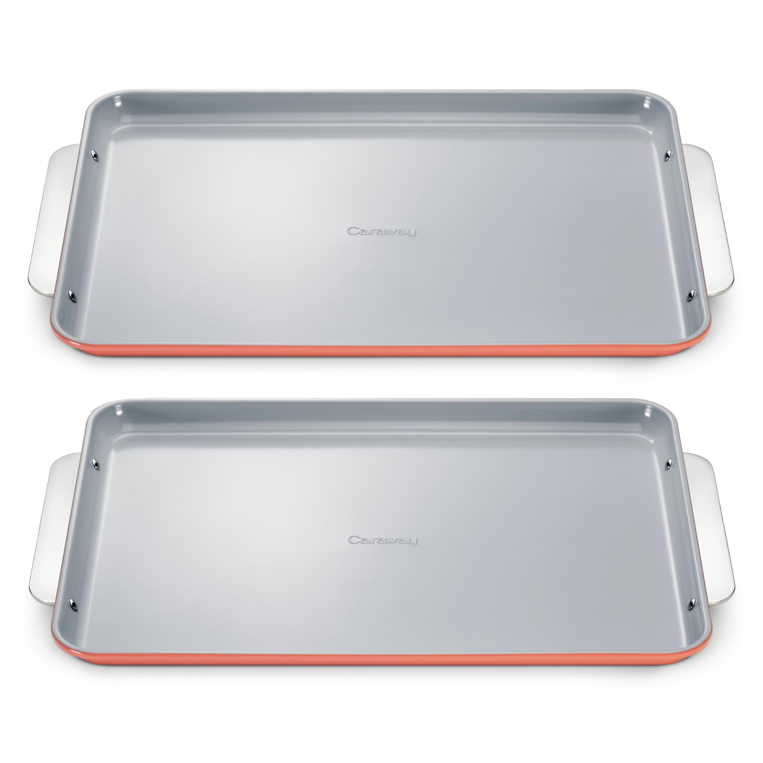 Caraway Non-Stick Ceramic Medium Baking Sheet Duo - Naturally Slick Ceramic Coating - Non-Toxic, PTFE & PFOA Free - Perfect for Baking, Roasting, and More - Medium (15" x 10") - Cream