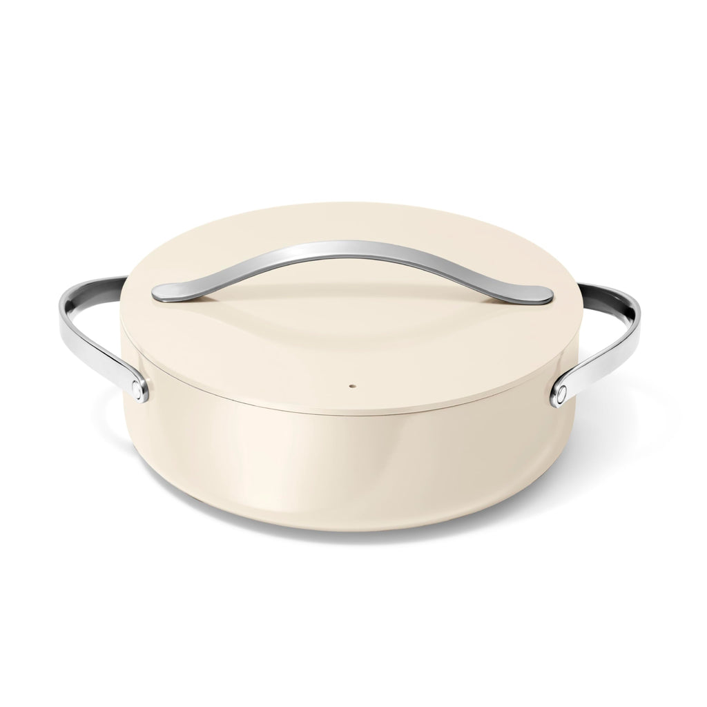 Caraway Rondeau - 6 Qt Non-Stick Pan with Lid - Free From Forever Chemicals - Perfect for Searing, Braising, & Roasting - Cream