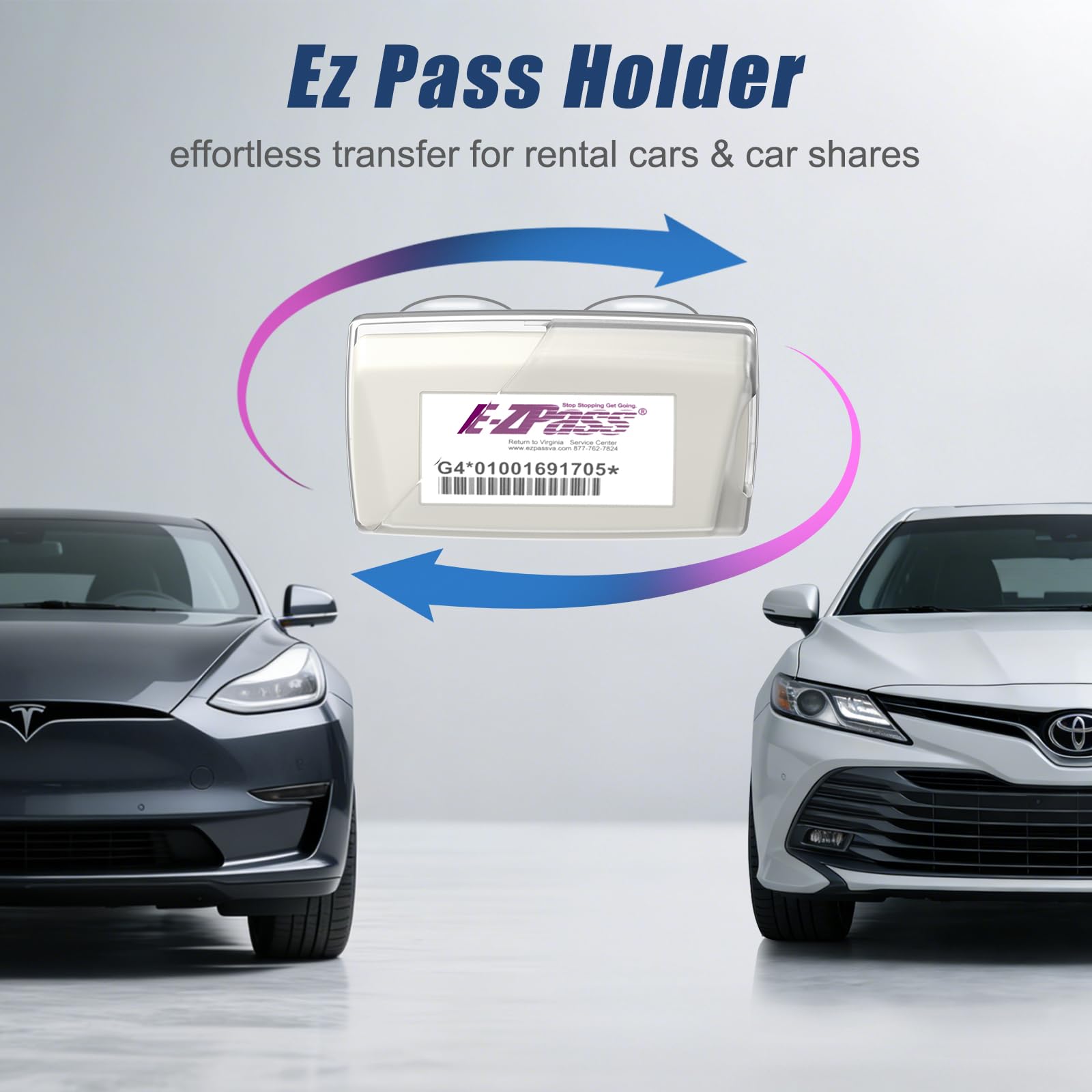 Zeyitian Ez Pass Holder Clear 1 Pack - Super Strong Suction Cups for Windshield, Toll Pass Transponder Holder for EZ Pass/iPass