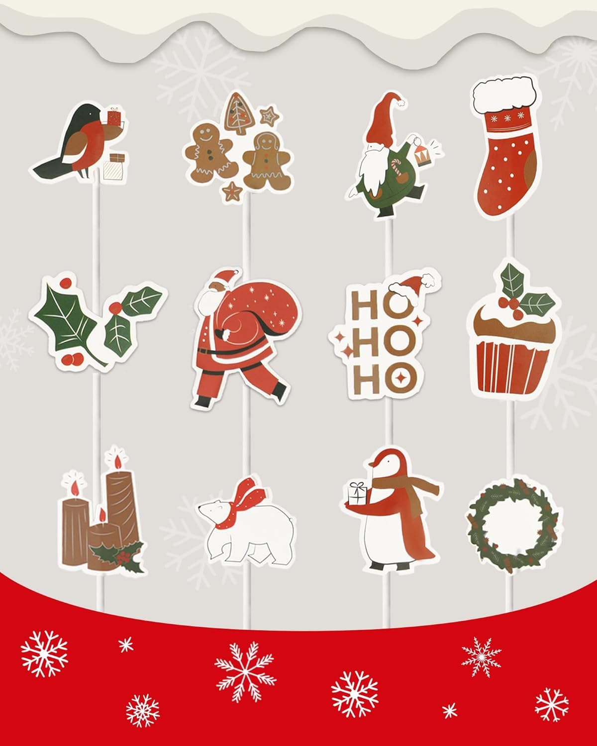 400 Pcs Christmas Cupcake Liners with 12 Pcs Cupcake Toppers, Mini Cupcake Liners, Mini Muffin Liners for Xmas Party, Baby Shower, Christmas Holiday, Birthday Party