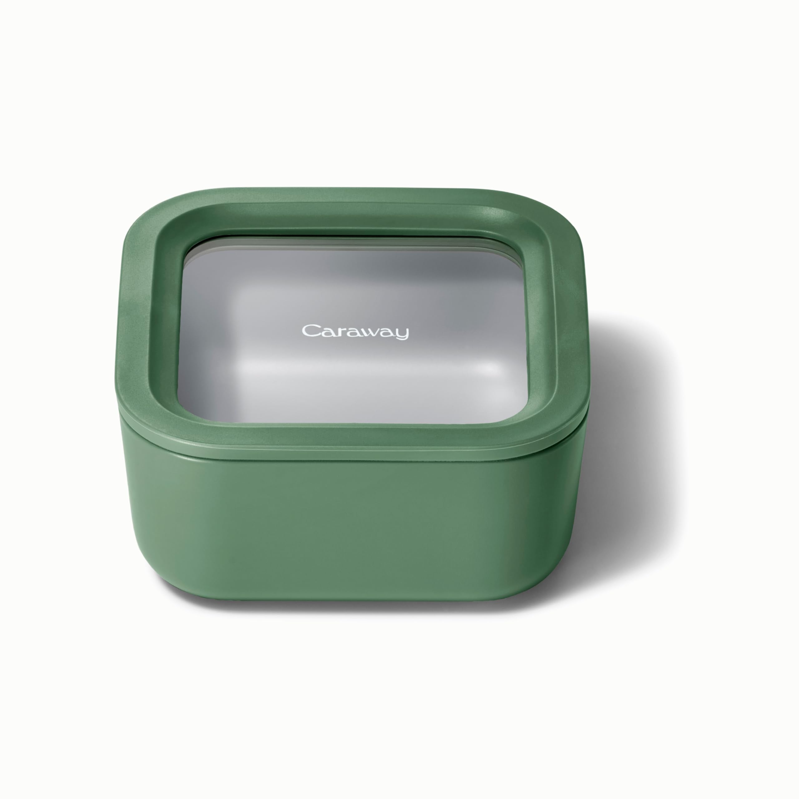 Caraway Glass Food Storage - 6.6 Cup Glass Container - Ceramic Coated Food Container - Non Stick Lunch Box Container with Lids - Dishwasher, Oven, & Microwave Safe - Cream