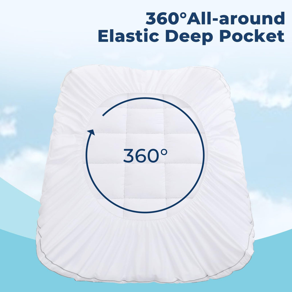 OLANLY Dual-Layer 4 Inch Queen Size Memory Foam Mattress Topper for Back Pain, 2 Inch Cooling Pillow Top Mattress Pad Cover and 2 Inch Gel Memory Foam Topper, Deep Elastic Pocket, Grey