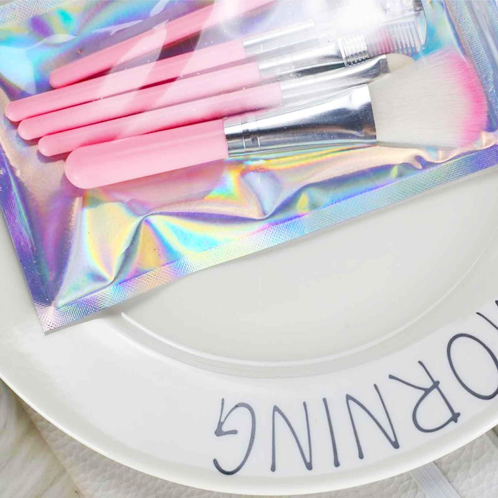Holographic Mylar Bags Resealable Smell Proof Bags for lip gloss, Jewelry, Lash Candy and More - Small Business Packaging Supplies(100PACK, 3x9INCH)