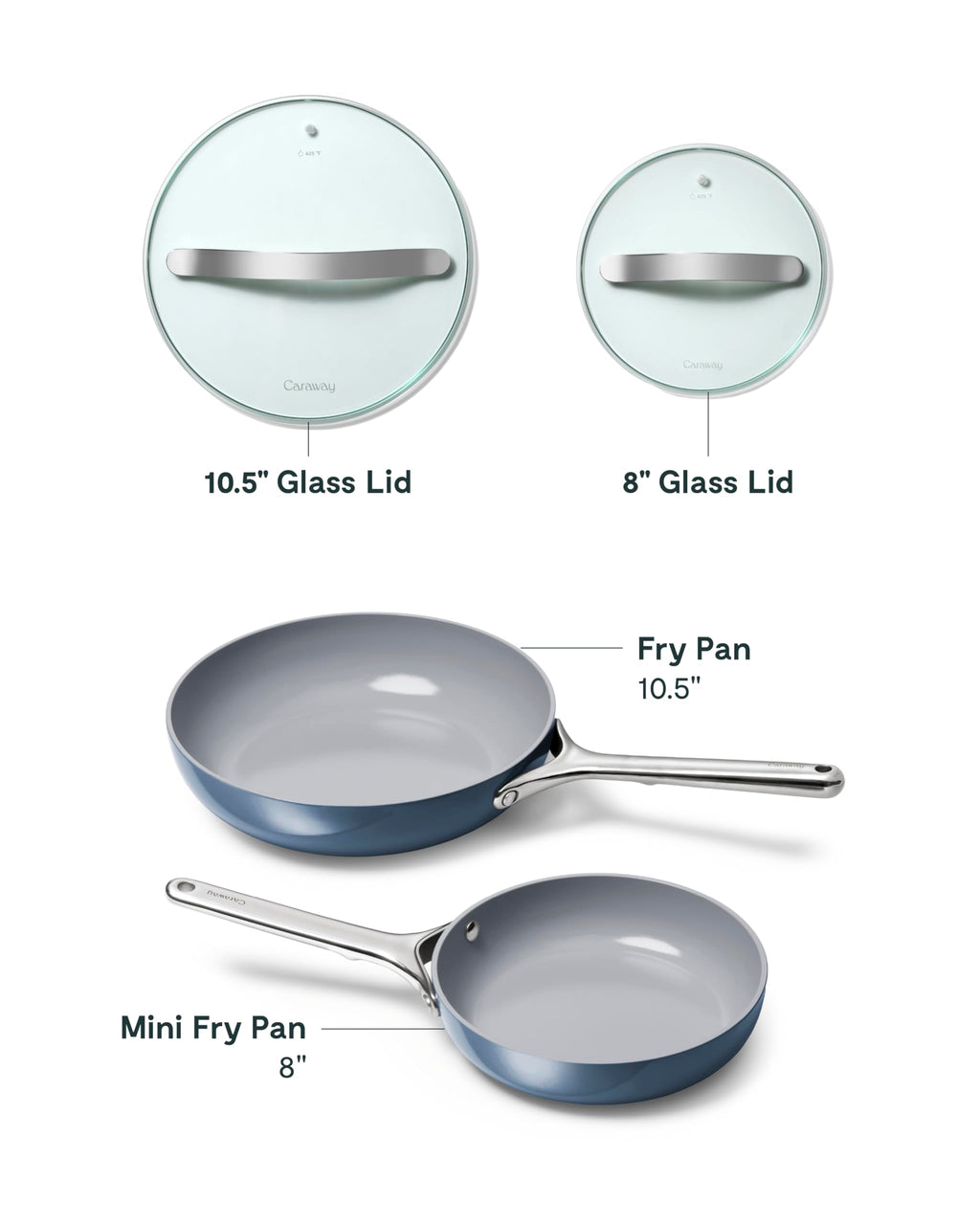 Caraway Nonstick Ceramic Frying Pan With Glass Lid (2.7 qt, 10.5") - Non Toxic, PTFE & PFOA Free - Oven Safe & Compatible with All Stovetops (Gas, Electric & Induction) - Cream
