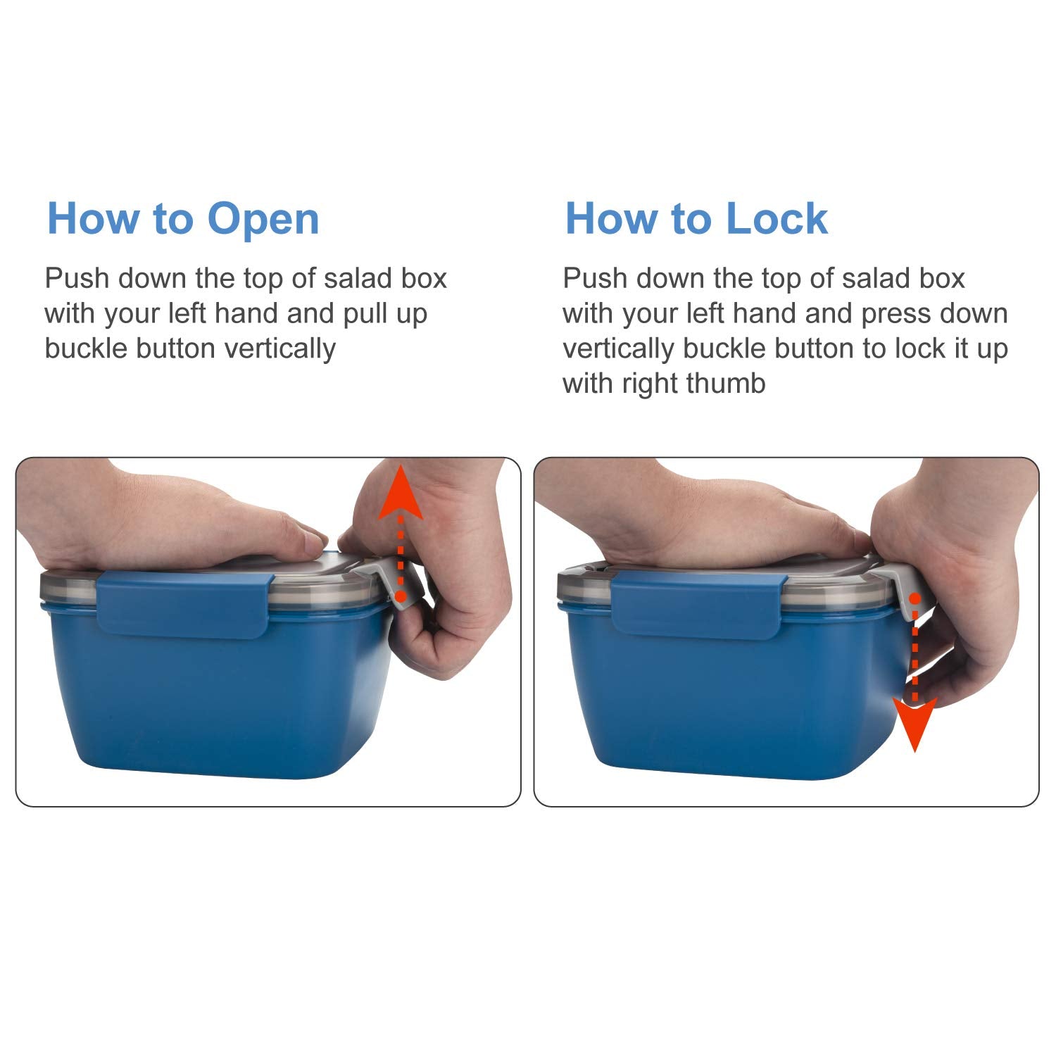 Freshmage Salad Lunch Container To Go, 52-oz Salad Bowls with 3 Compartments, Salad Dressings Container for Salad Toppings, Snacks, Men, Women (Blue)