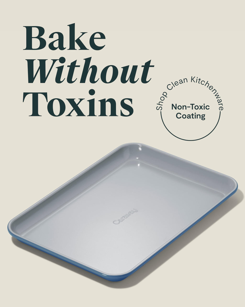 Caraway Non-Stick Ceramic Medium Baking Sheet Duo - Naturally Slick Ceramic Coating - Non-Toxic, PTFE & PFOA Free - Perfect for Baking, Roasting, and More - Medium (15" x 10") - Cream