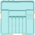 Homecor Silverware Organizer - Expandable Large Kitchen Drawer Organizer Utensil Organizer with 2 Removable Knife Blocks, 22"x 19"Cutlery Tray Drawer Dividers for Kitchen Flatware(6-9 Slots) (Black)