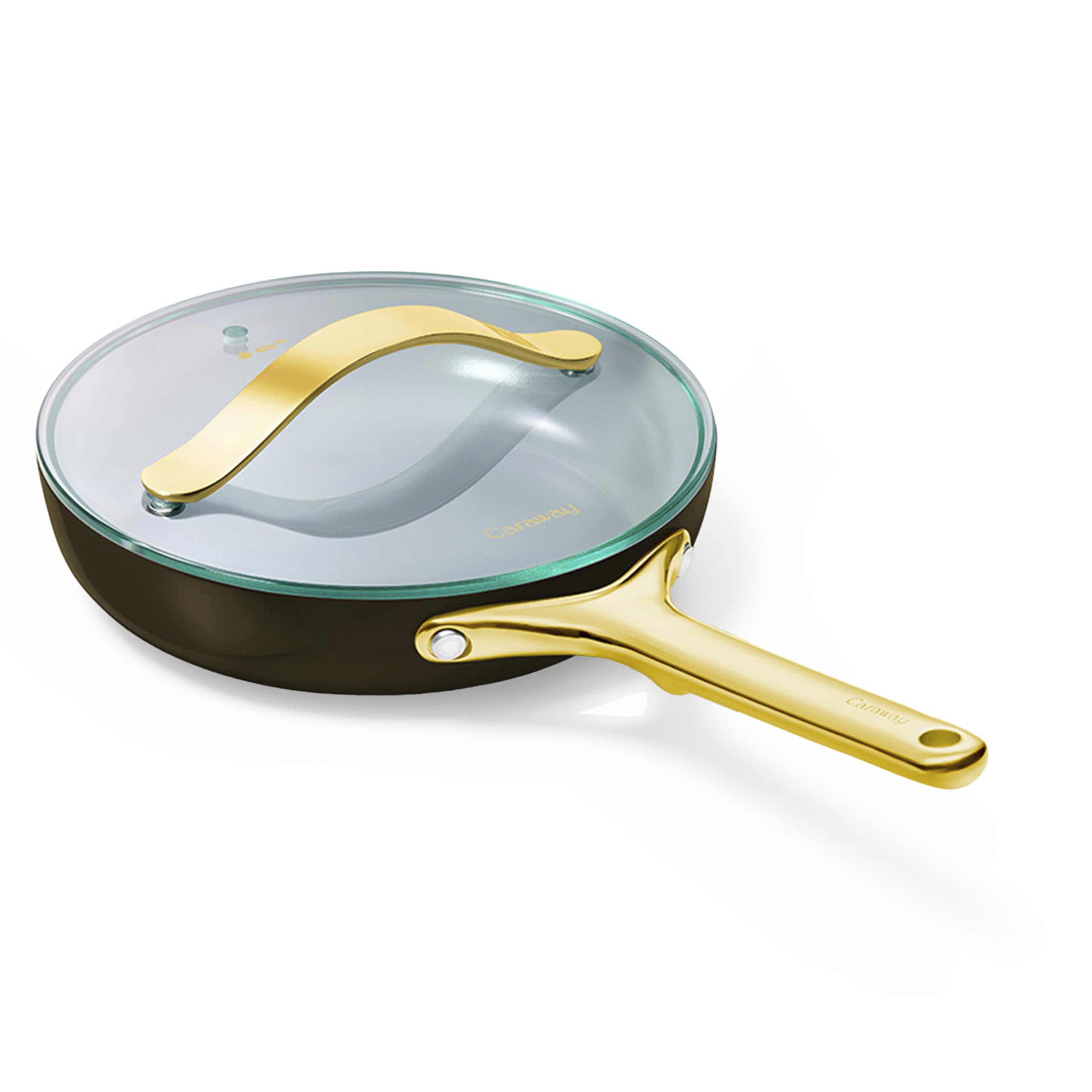 Caraway Nonstick Ceramic Frying Pan With Glass Lid (2.7 qt, 10.5") - Non Toxic, PTFE & PFOA Free - Oven Safe & Compatible with All Stovetops (Gas, Electric & Induction) - Cream
