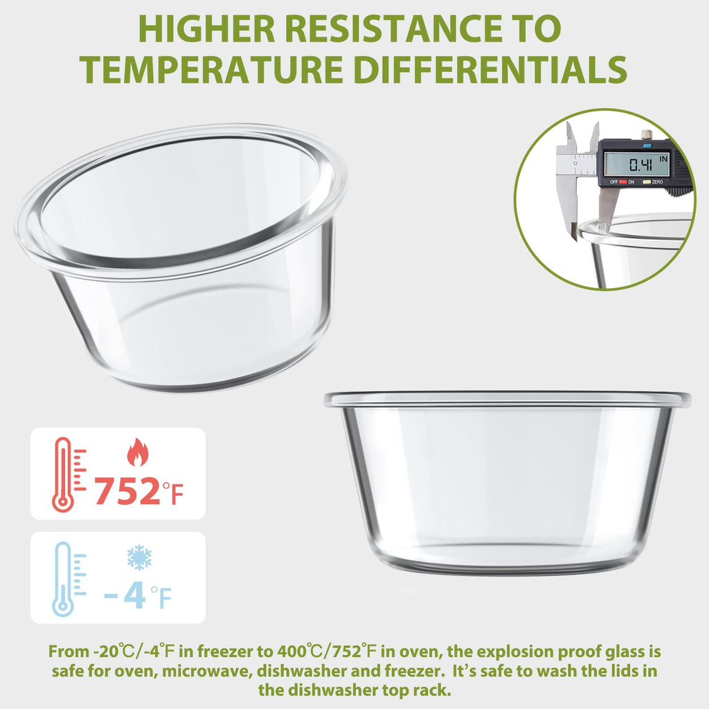 16oz Glass Meal Prep Containers, Airtight 2 Cup Glass Storage Containers with Lids, Heat-Resistant BPA-Free Borosilicate Glass Soup Container for Leftover, Microwave, Dishwasher&Freezer Safe (4 Packs)