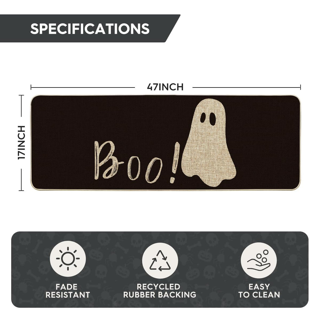 Artoid Mode Ghost Boo Decorative Doormat, Seasonal Fall Halloween Holiday Low-Profile Floor Mat Switch Mat for Indoor Outdoor 17 x 29 Inch