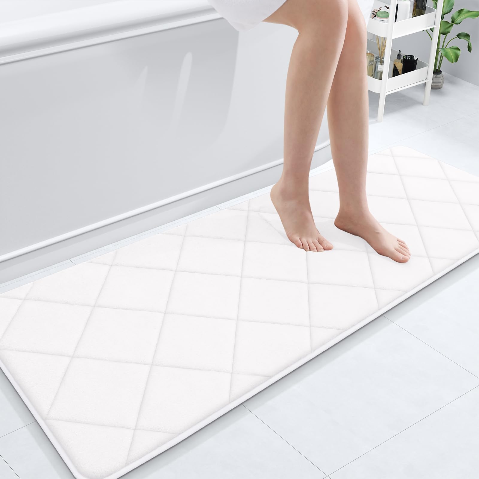 OLANLY Memory Foam Bath Mat 30x20, Ultra Soft and Absorbent Bathroom Rugs, Machine Washable, Comfortable Bath Carpet for Bathroom Floor, Tub and Shower, Black