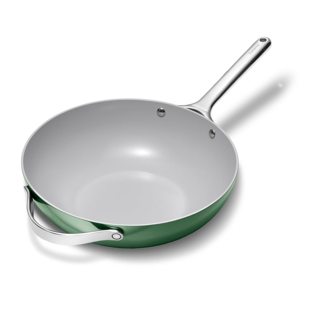 Caraway Non-Stick Stir Fry Pan - 12” Wok-Inspired Pan - Free From Forever Chemicals - High-Sloped Walls - Stainless Steel Handles - Navy