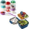 Freshmage Salad Lunch Container and 4 Pack 20 oz Yogurt Parfait Cups with Lids