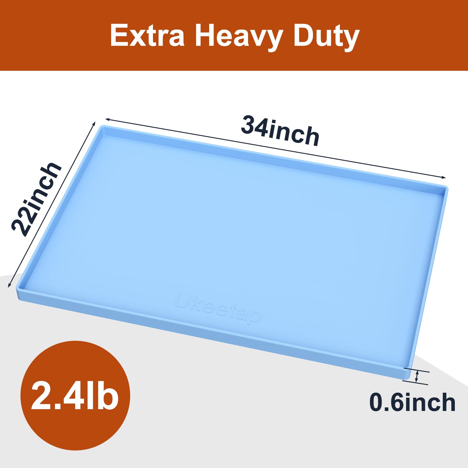 Extra Thick Silicone Mat Waterproof with Raised Edge 34" x 22", Under Sink Mat for Kitchen & Bathroom, Kitchen Cabinet Liner, Multi-Purpose for Storage & Protection, Gray