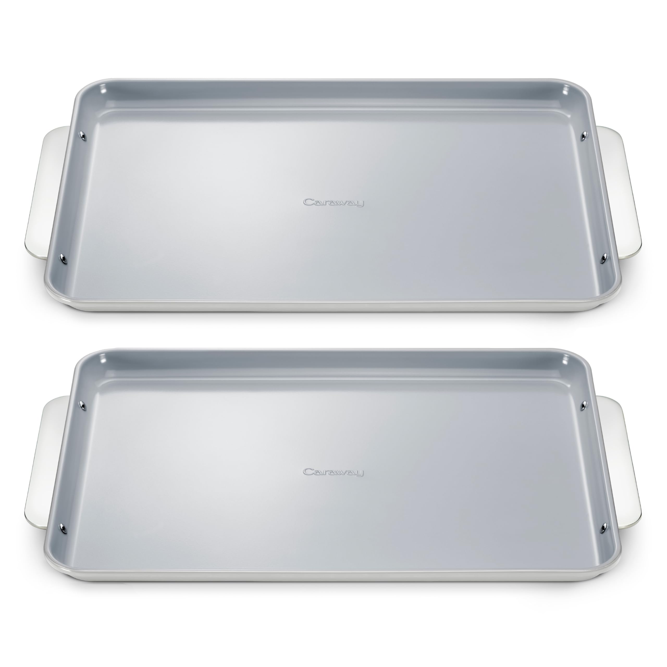 Caraway Non-Stick Ceramic Medium Baking Sheet Duo - Naturally Slick Ceramic Coating - Non-Toxic, PTFE & PFOA Free - Perfect for Baking, Roasting, and More - Medium (15" x 10") - Cream