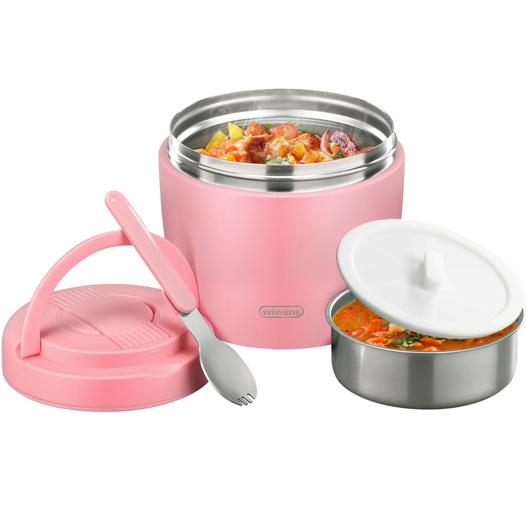 Thermo Food Jar for Hot Food Adults 32OZ Soup Thermo Lunch Containers Wide Mouth Vacuum Insulated Stainless Steel Leakproof Bento Box with Spoon (Black)
