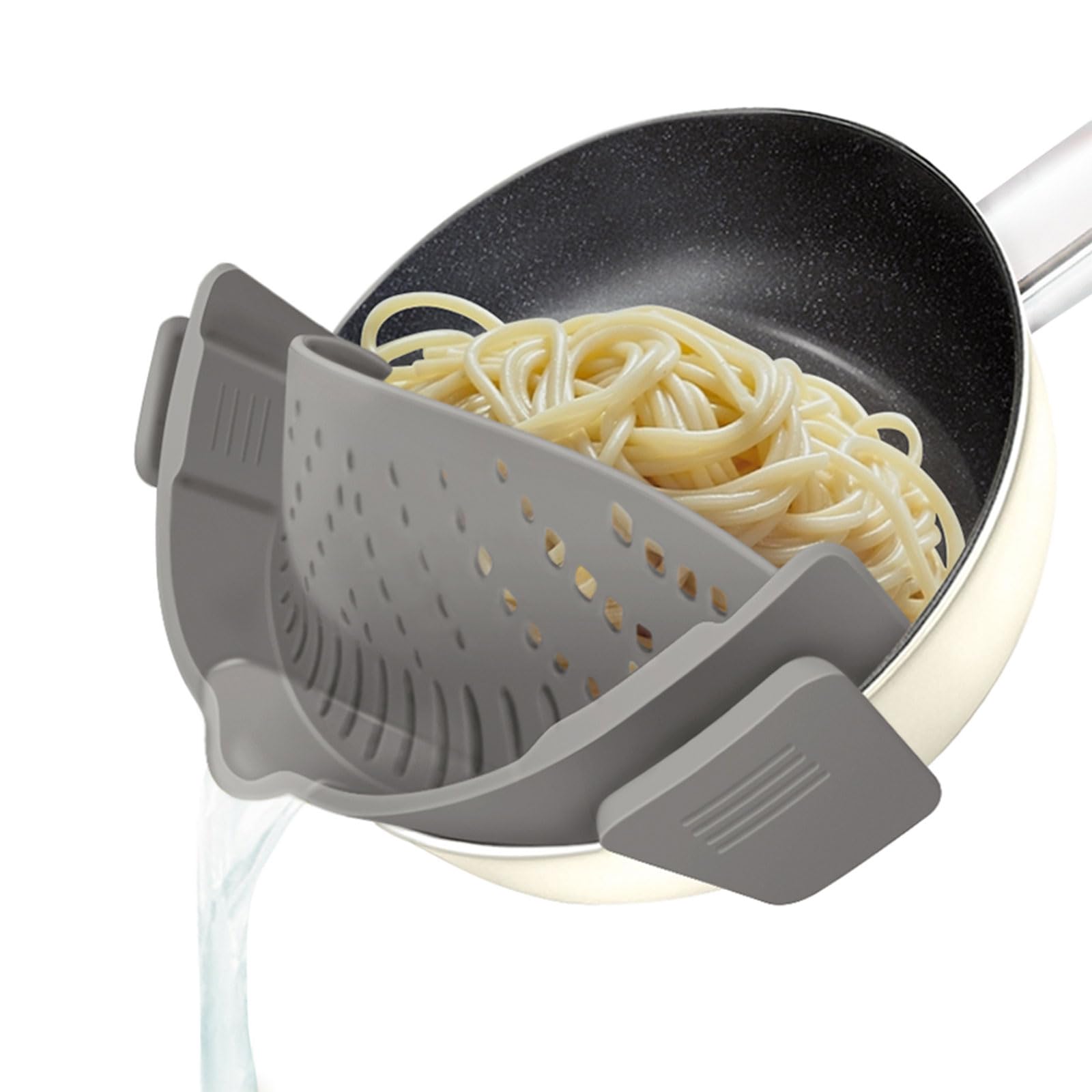 YEVIOR Clip on Strainer for Pots Pan Pasta,Silicone Food Pan Strainer | Food-grade BPA-free,Kitchen Food Strainer for Spaghetti, Pasta,Vegetable Fruits Fits All Bowls and Pots (Green)