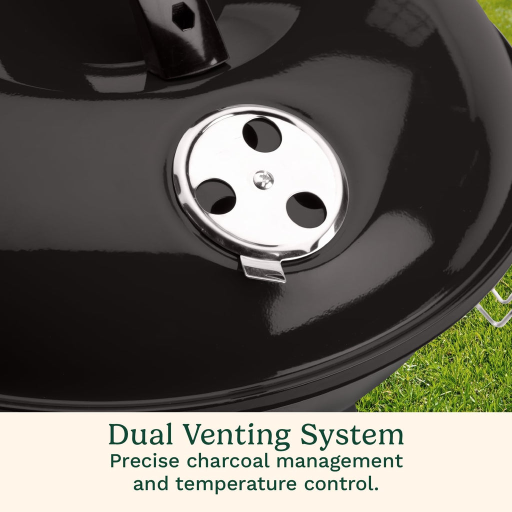Cuisinart 14" Portable Charcoal Grill, Tabletop Outdoor Small Grill with Locking Lid and Dual Vents, Chrome Plated Travel Size BBQ Perfect for Camping, Tailgates, Cookouts, Red