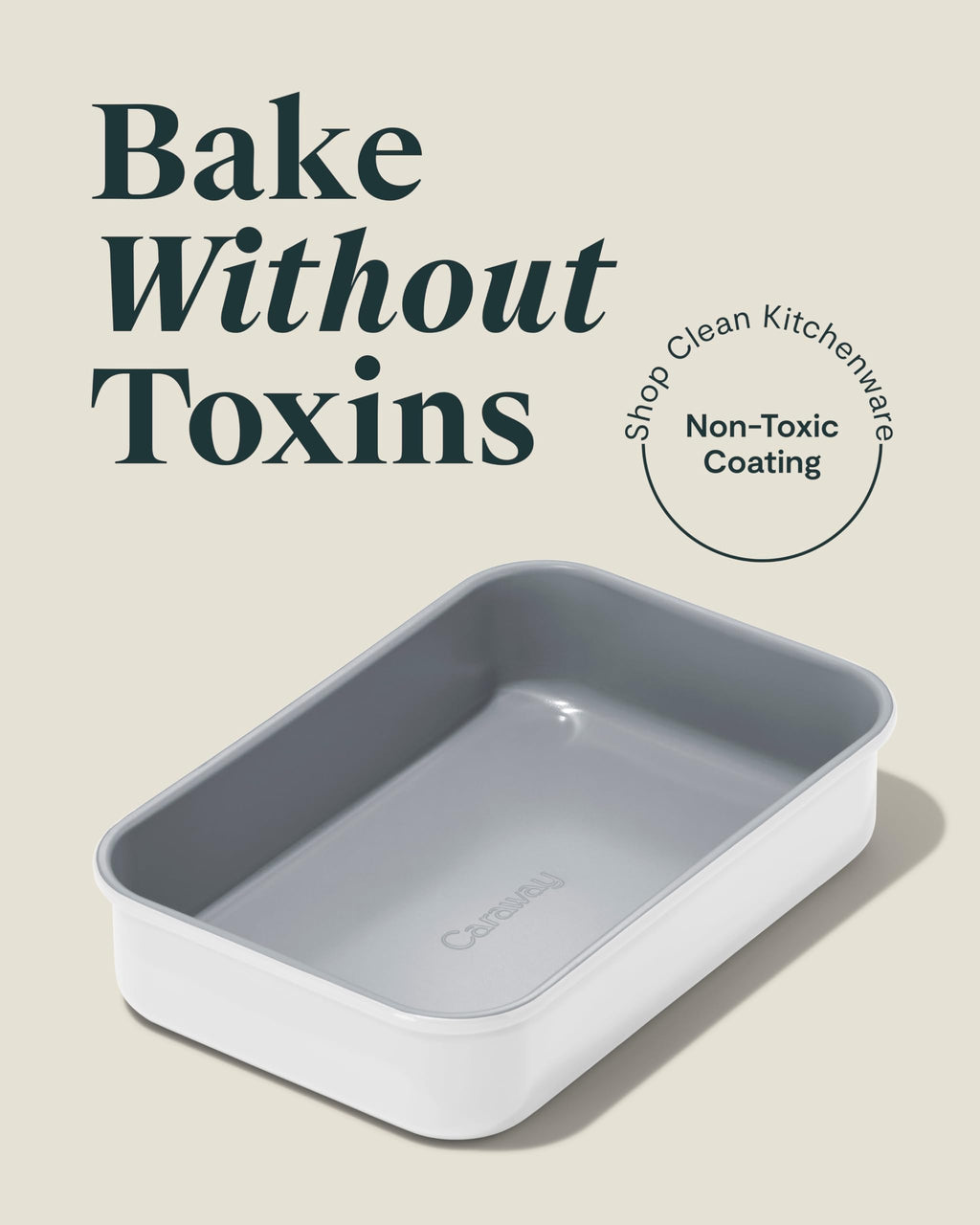 Caraway Non-Stick Ceramic 9”x13” Rectangle Pan - Naturally Slick Ceramic Coating - Non-Toxic, PTFE & PFOA Free - Perfect for Brownies, Lasagnas, and More - Cream