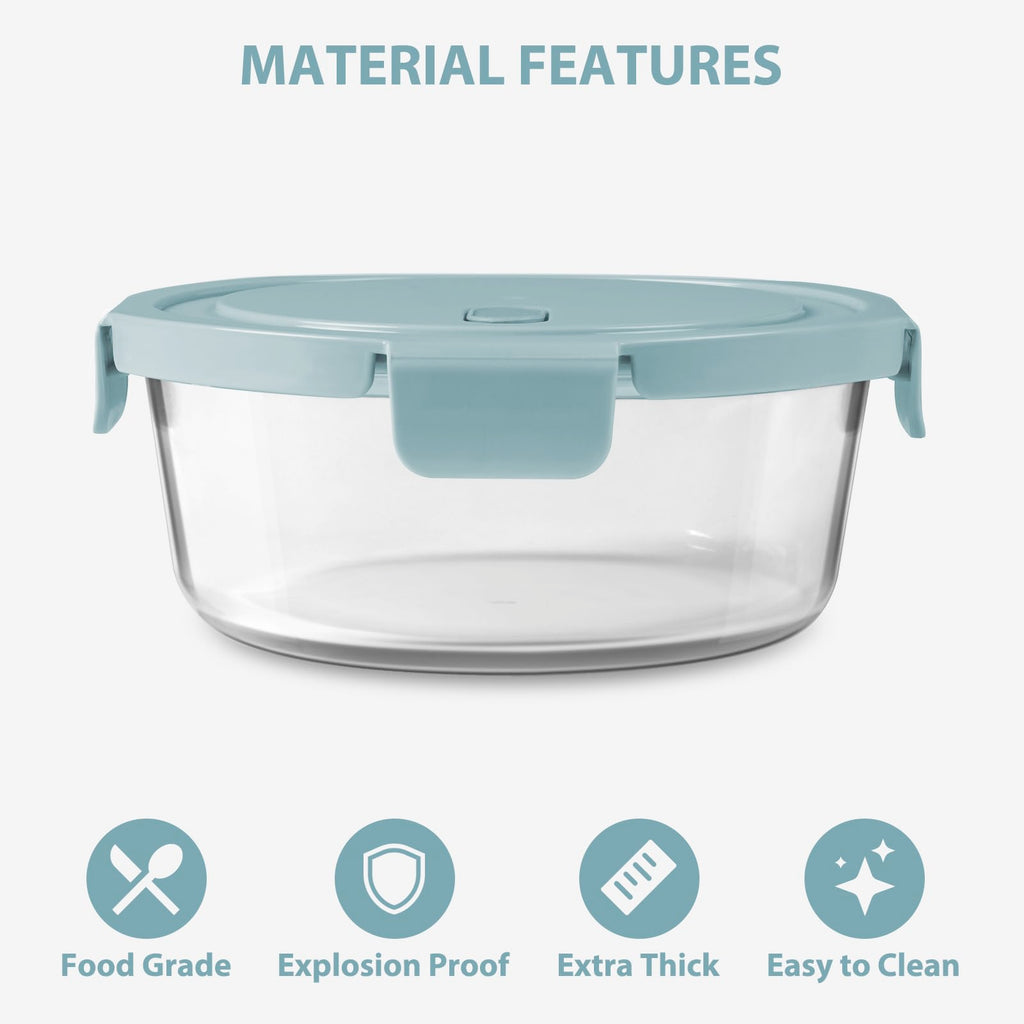 16oz Glass Meal Prep Containers, Airtight 2 Cup Glass Storage Containers with Lids, Heat-Resistant BPA-Free Borosilicate Glass Soup Container for Leftover, Microwave, Dishwasher&Freezer Safe (4 Packs)