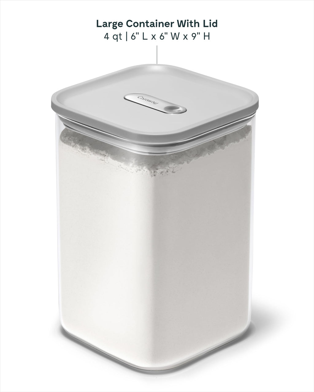 Caraway 4qt Glass Airtight Food Storage Container with Lid – Non-Toxic, BPA-Free Kitchen Storage Container – Stackable, Space-Saving Airtight Container for Dry Goods and More - Cream