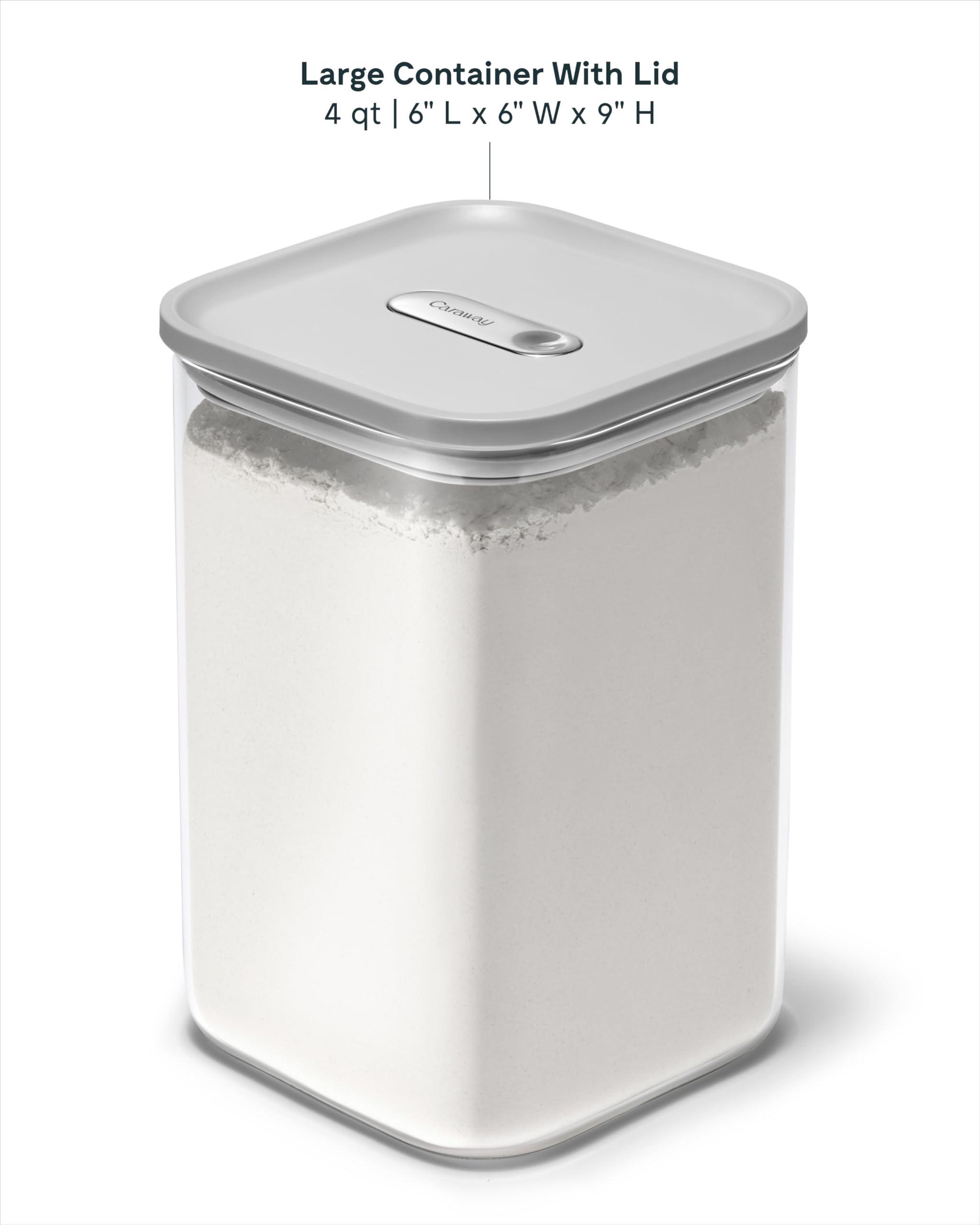 Caraway 4qt Glass Airtight Food Storage Container with Lid – Non-Toxic, BPA-Free Kitchen Storage Container – Stackable, Space-Saving Airtight Container for Dry Goods and More - Cream