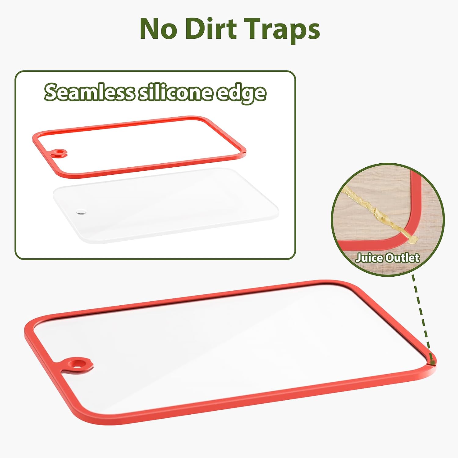Cutting Board, Freshmage Glass Cutting Boards for Kitchen, 2Pcs Chopping Board Set with Non-Slip Edges & Hanging Hole, Dishwasher- Safe Clear Cutting Board for Countertop, Meal Prep & Serving