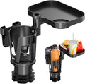 KDD Car Cup Holder Expander - 3 in 1 Cup Holder Adapter with Adjustable Base - Detachable Phone Holder & 360° Rotation Food Tray for Car - Compatible with Vehicles, Car, Road Trip Essentials