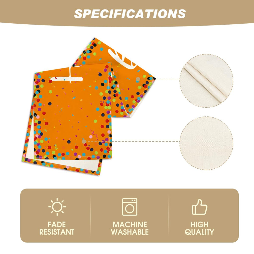 Artoid Mode Polka Dot Beige Happy Birthday Table Runner, Seasonal Kitchen Dining Table Decoration for Home Party Decor 13x72 Inch