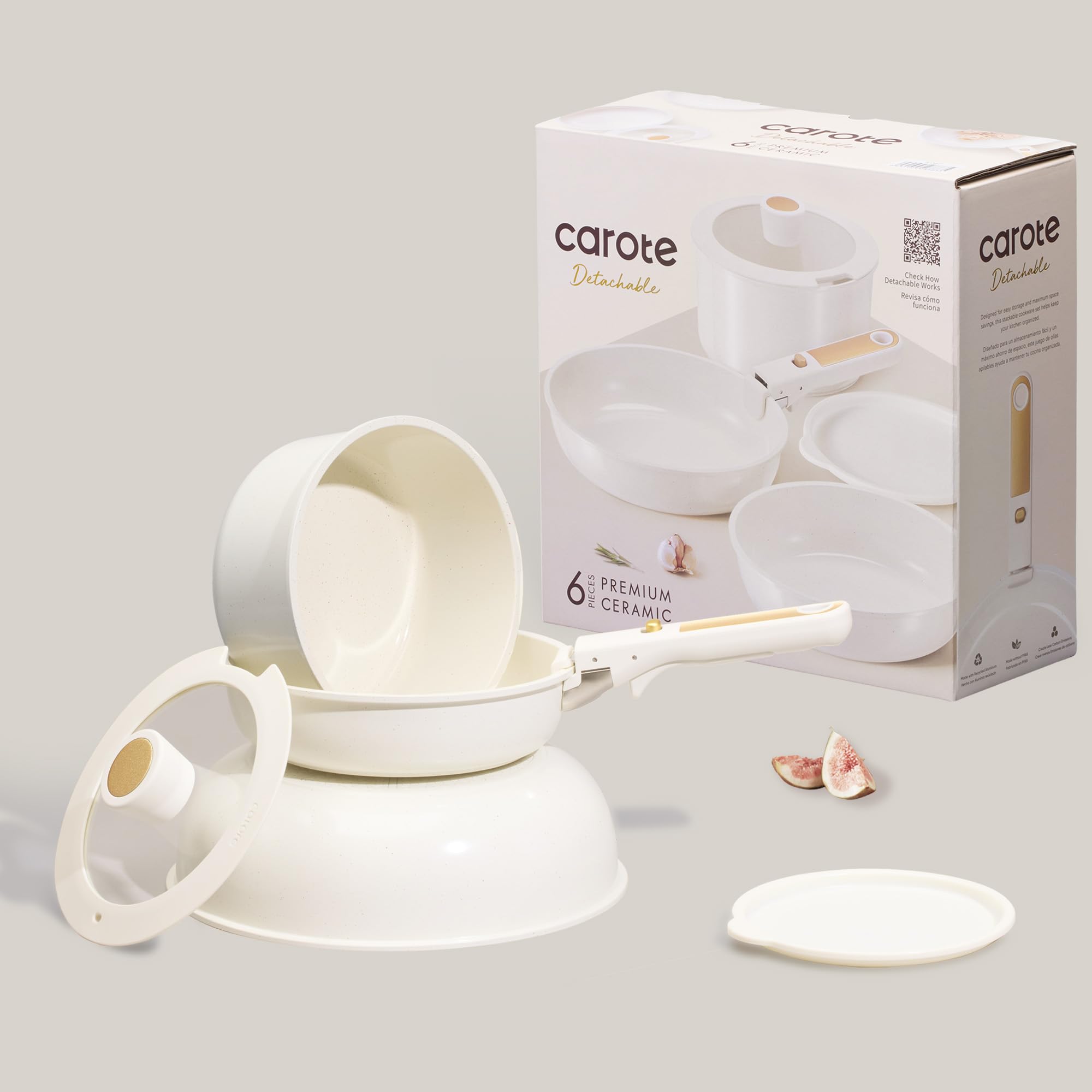 CAROTE 21pcs Pots and Pans Set, Nonstick Cookware Set Detachable Handle, Induction Kitchen Cookware Sets Non Stick with Removable Handle, RV Cookware Set, Gold and Purple
