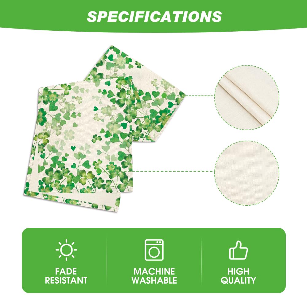 Artoid Mode Shamrock Love Heart 210 GSM St. Patrick's Day Table Runner, Seasonal Spring Kitchen Dining Table Decoration for Home Party Decor 13x72 Inch