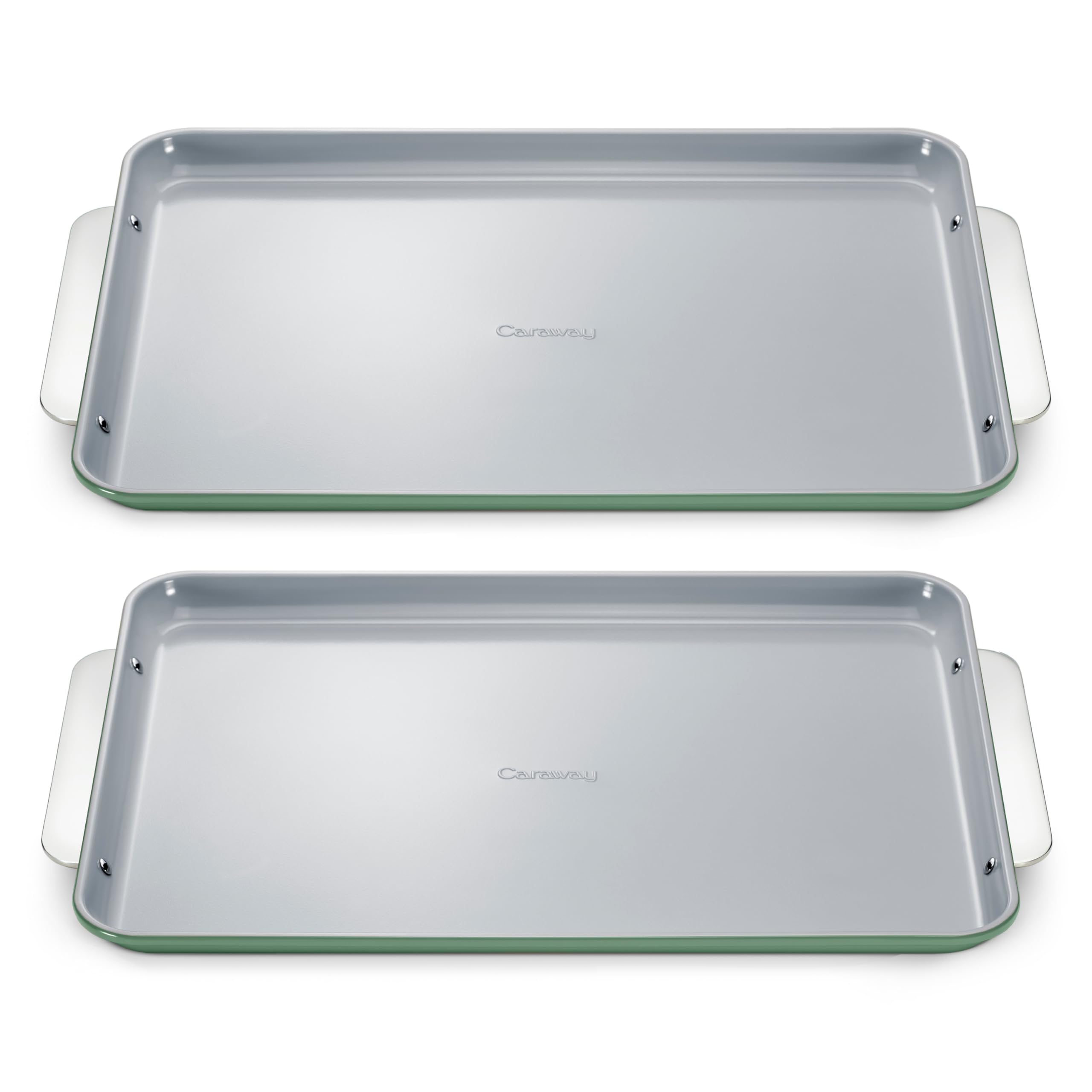 Caraway Non-Stick Ceramic Medium Baking Sheet Duo - Naturally Slick Ceramic Coating - Non-Toxic, PTFE & PFOA Free - Perfect for Baking, Roasting, and More - Medium (15" x 10") - Cream