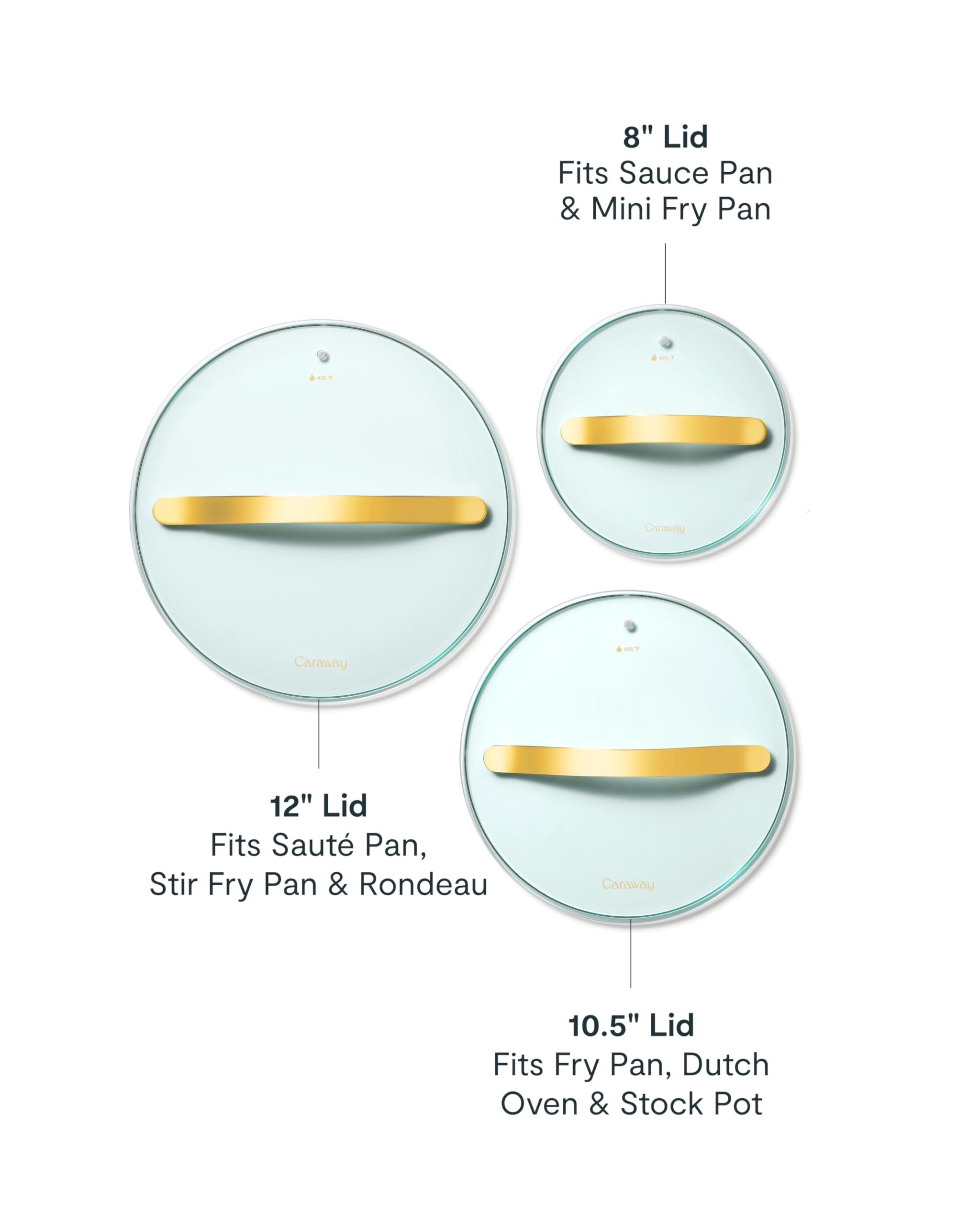 Caraway 10.5" Glass Lid for Pots and Pans - Made With Tempered Glass - Sized to Fit Caraway Ceramic-Coated & Stainless Steel Cookware