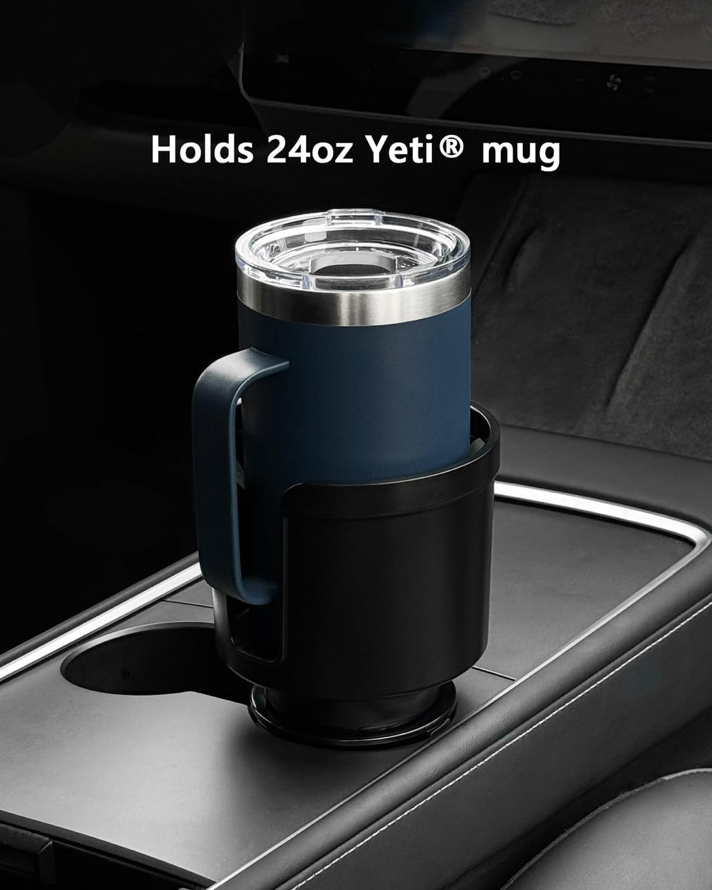 Upgraded Car Cup Holder Expander Adapter with Offset Adjustable Base, Compatible with Yeti 14/24/36/46oz Ramblers, Hydro Flasks 32/40oz, Other Large Bottles Mugs in 3.5"-4.0", 1 Pack