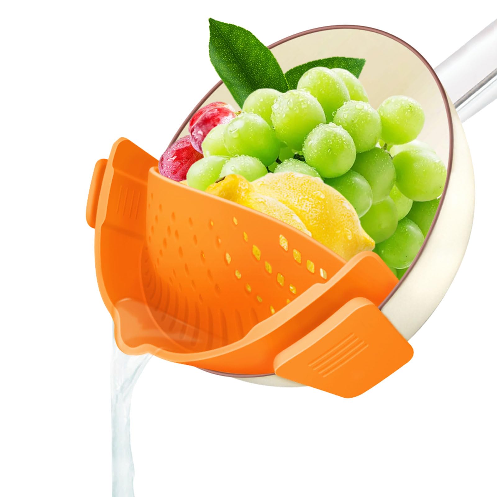 YEVIOR Clip on Strainer for Pots Pan Pasta,Silicone Food Pan Strainer | Food-grade BPA-free,Kitchen Food Strainer for Spaghetti, Pasta,Vegetable Fruits Fits All Bowls and Pots (Green)