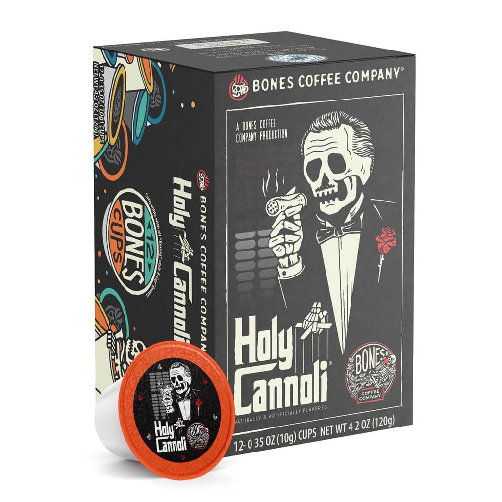 Bones Coffee Company Flavored Coffee Bones Cups Highland Grog Butterscotch Caramel | 12ct Single-Serve Coffee Pods Compatible with Keurig 1.0 & 2.0 Keurig Coffee Maker