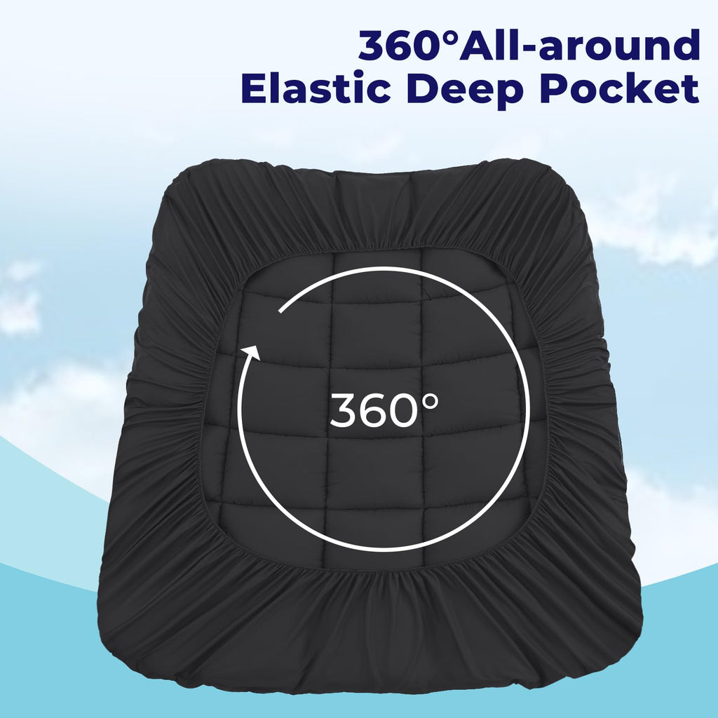 OLANLY Dual-Layer 4 Inch Queen Size Memory Foam Mattress Topper for Back Pain, 2 Inch Cooling Pillow Top Mattress Pad Cover and 2 Inch Gel Memory Foam Topper, Deep Elastic Pocket, Grey