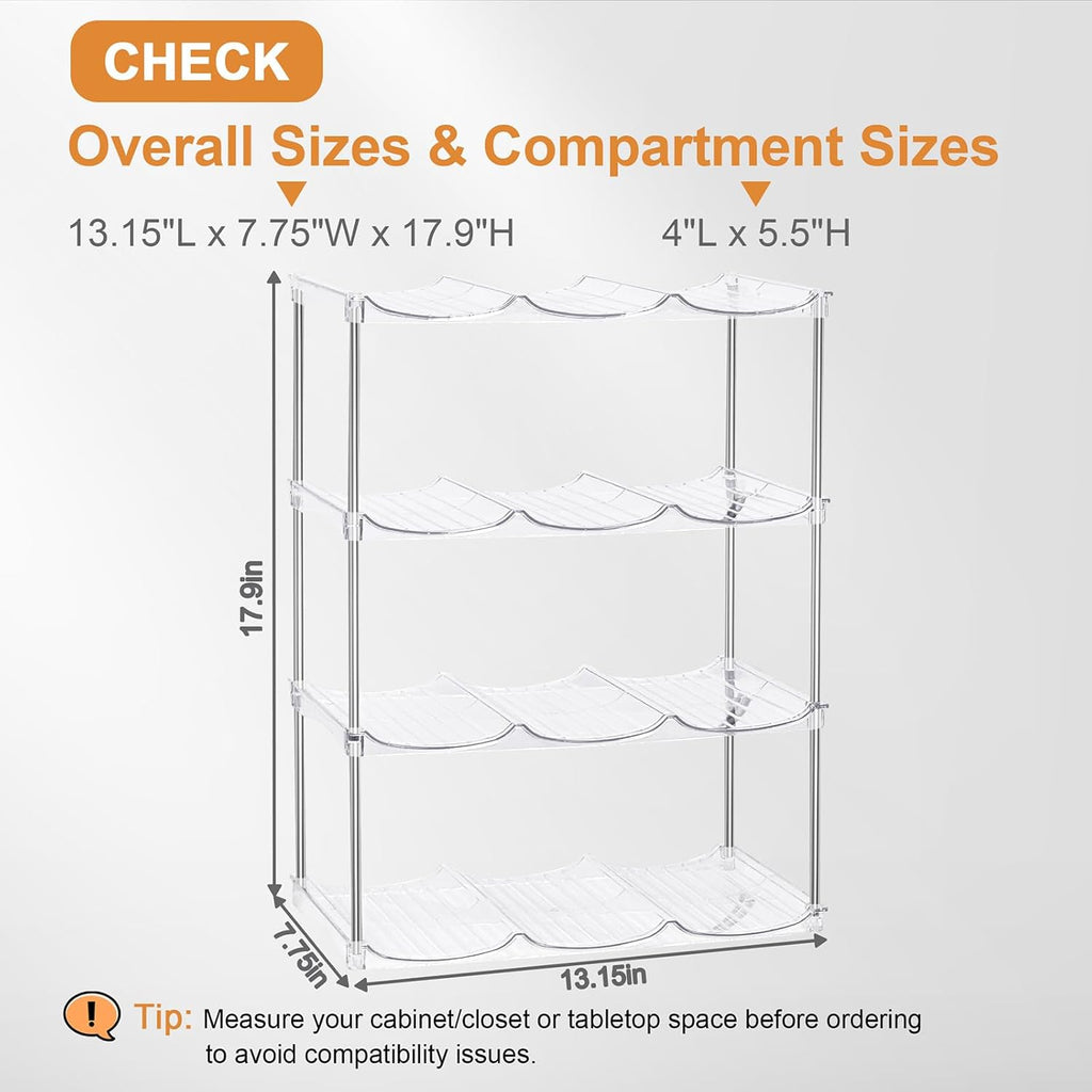 Homecor Water Bottle Organizer, Large Compartment Stackable Kitchen Pantry Organization and Storage Rack& 2 Pack Acrylic Straw Holder for Cabinet Door