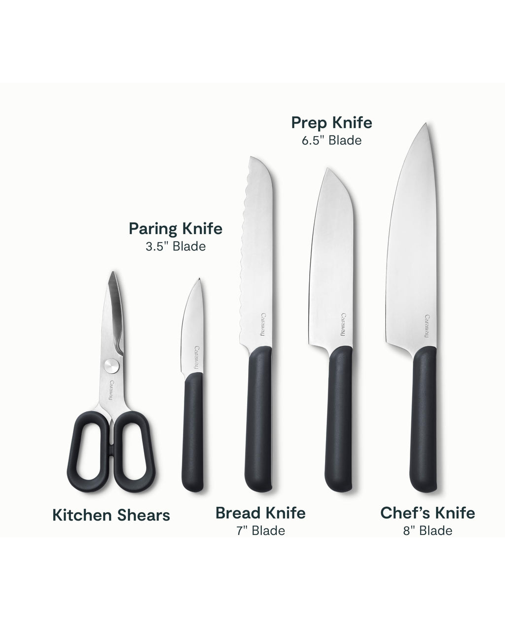 Caraway 14-Piece Kitchen Prep Set - Kitchen Knife Set & Wooden Utensil Set - Made With Premium German Steel Blades & FSC-Certified Birch Wood - Non-Toxic Materials - Includes Organizer - Cream