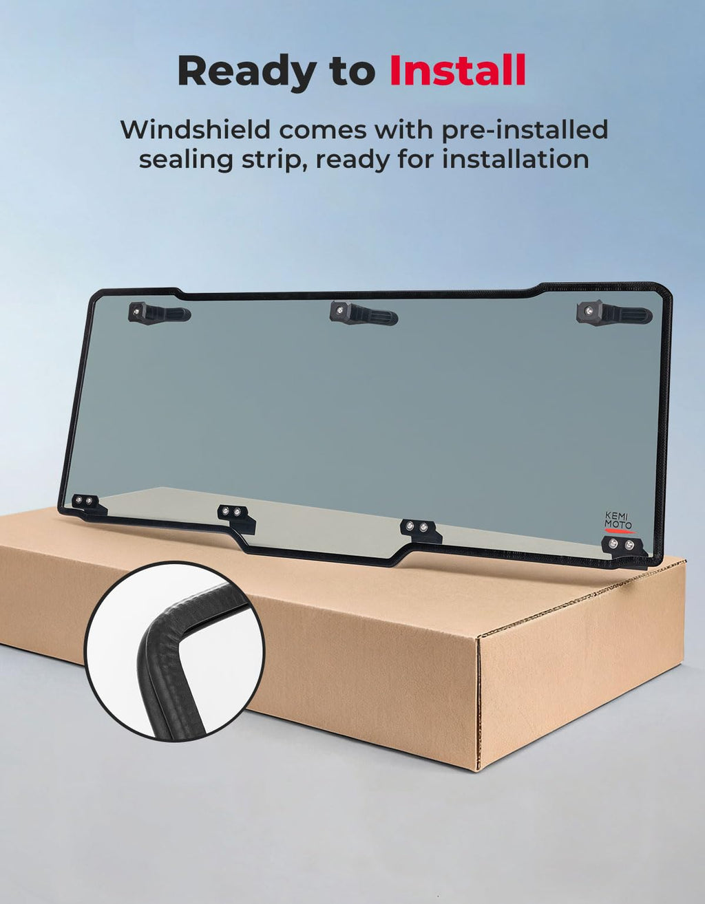 KEMIMOTO Hard Coated Rear Window, Pre-installed Back Windshield Compatible with Polaris Ranger XP 1000/Crew 2017-2026, Polaris Ranger 1000/Crew 2020-2026, Ranger XP 900/Crew 2013-2019
