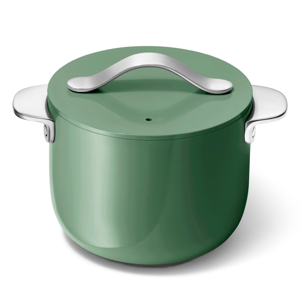 Caraway Petite Cooker - 2 Qt Ceramic Coated Pot - Free From Forever Chemicals - Perfect for Rice, Grains, or Sauces - Cream