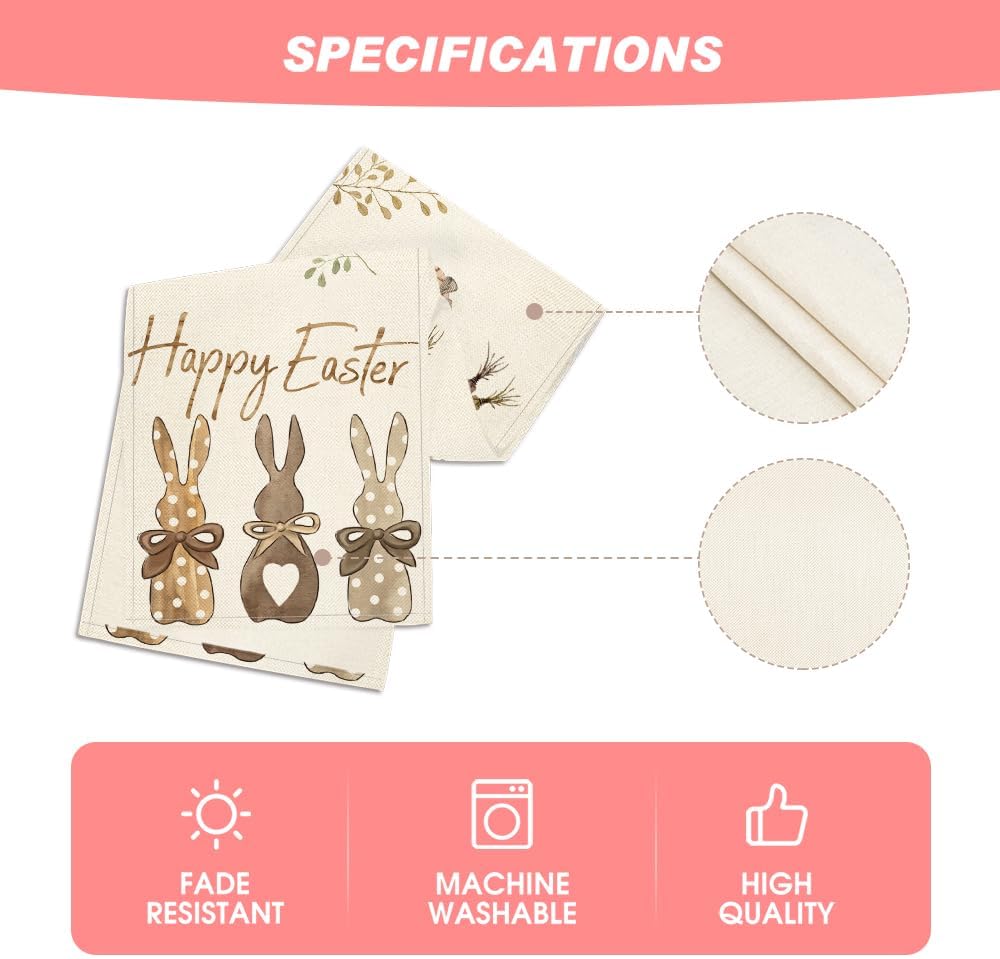 Artoid Mode Carrots Rabbit Bunny Happy Easter Table Runner, Spring Summer Seasonal Holiday Kitchen Dining Table Decoration for Indoor Outdoor Home Party Decor 13 x 72 Inch