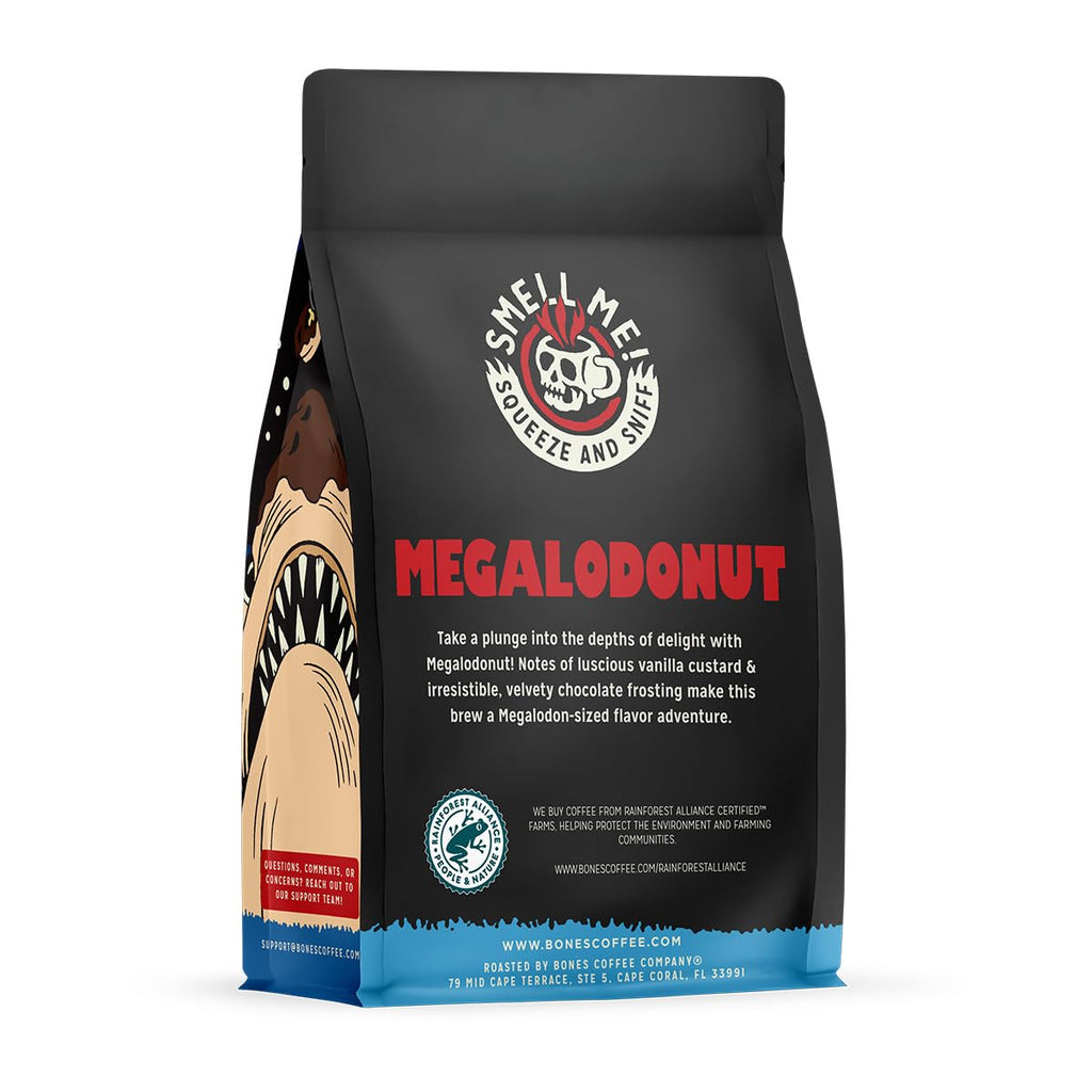 Bones Coffee Company Cinnamon Roll Flavored Coffee, Medium Roast Low Acid Arabica Beans Compatible with Auto drip and French Press Coffee Maker, 12 Oz Ground