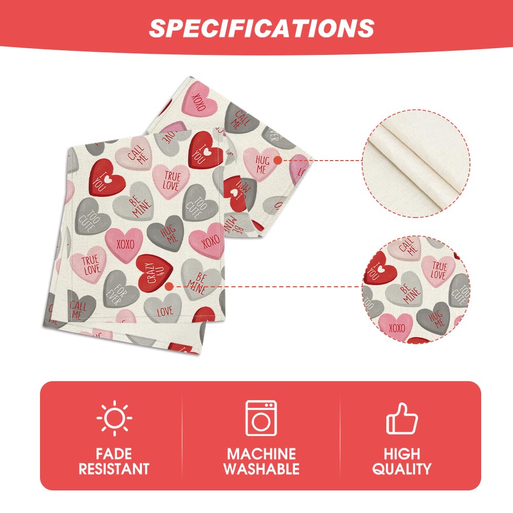 Artoid Mode Ture Love Heart Valentine's Day Table Runner, Seasonal Kitchen Dining Table Decoration for Home Party Decor 13x72 Inch
