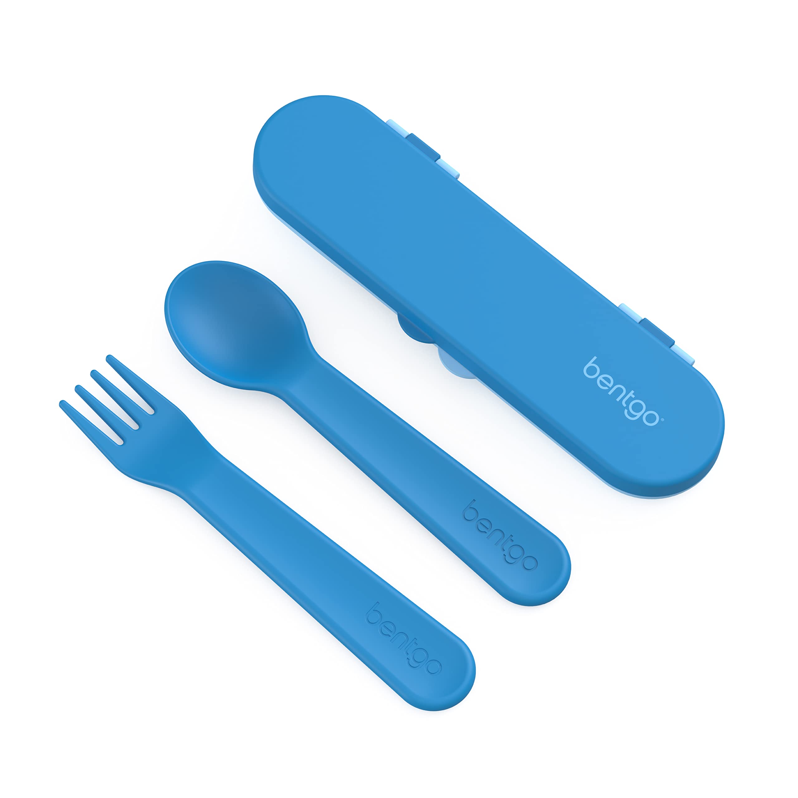 Bentgo Kids Utensil Set - Reusable Plastic Fork, Spoon & Storage Case BPA-Free Materials, Easy-Grip Handles, Dishwasher Safe Ideal for School Lunch, Travel, Outdoors (Rainbows and Butterflies)