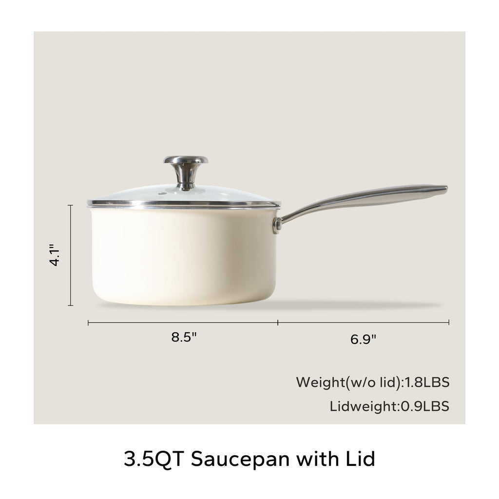 Redchef Nonstick Ceramic Sauce Pan with Lid, 2.5QT Small Cooking Pot with Stay-Cool Handle, Kitchen Non Toxic Soup Pot, PTFE & PFOA Free, Oven & Dishwasher Safe, Compatible with All Stovetops-Blue