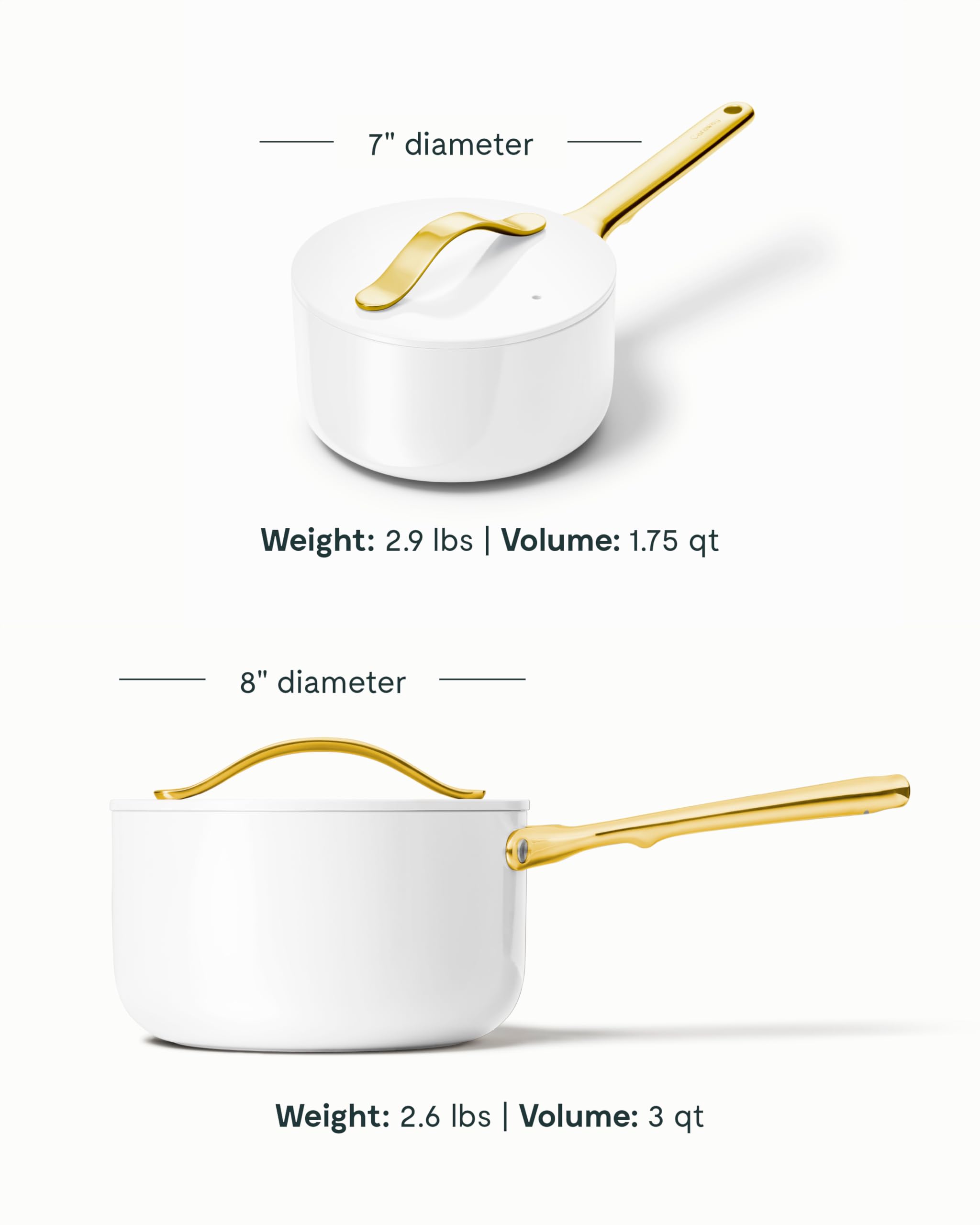 Caraway Nonstick Ceramic Sauce Pan with Lid (3 qt) - Non Toxic, PTFE & PFOA Free - Oven Safe & Compatible with All Stovetops (Gas, Electric & Induction) - Cream