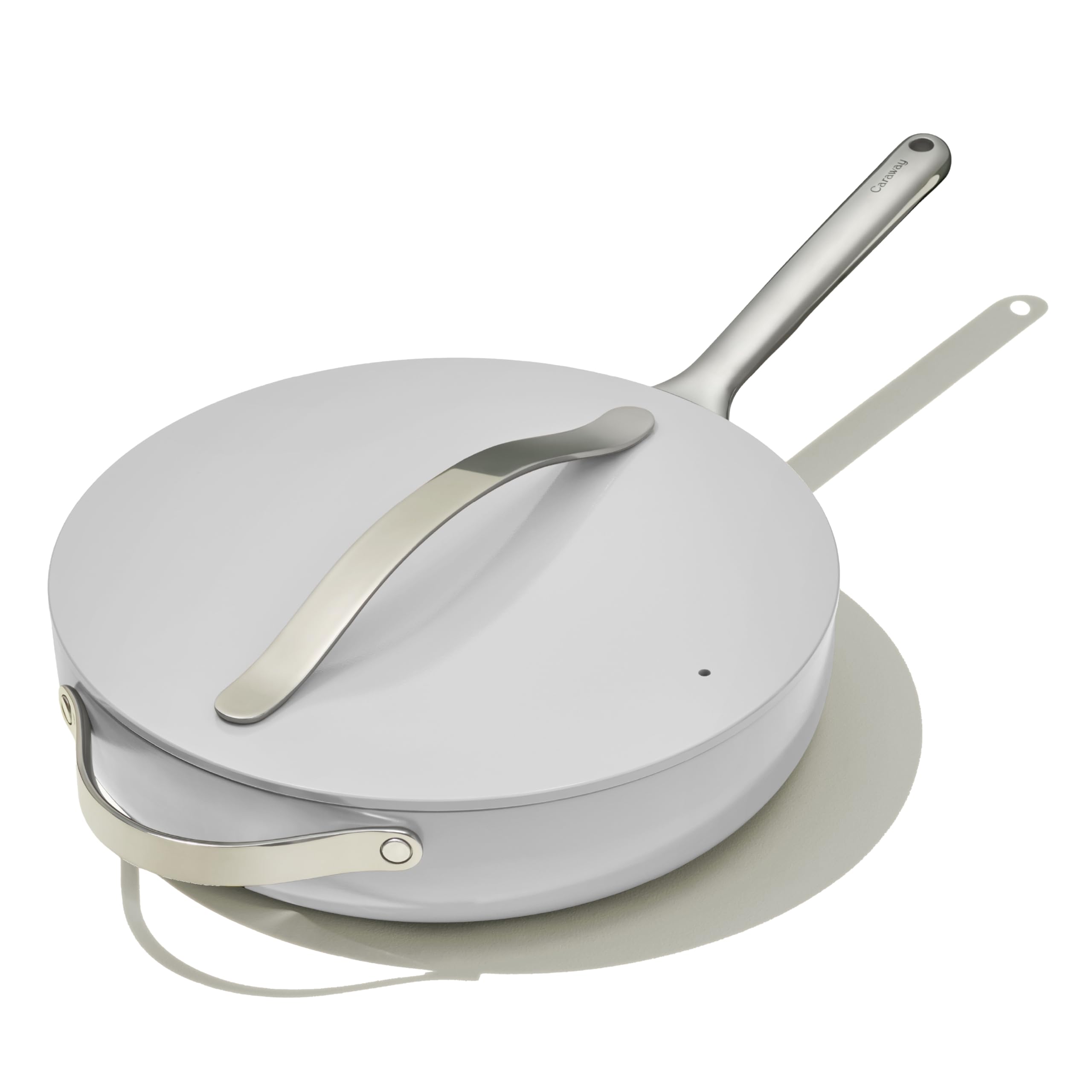Caraway Nonstick Ceramic Sauté Pan with Lid (4.5 qt, 11.8") - Non Toxic, PTFE & PFOA Free - Oven Safe & Compatible with All Stovetops (Gas, Electric & Induction) - Cream
