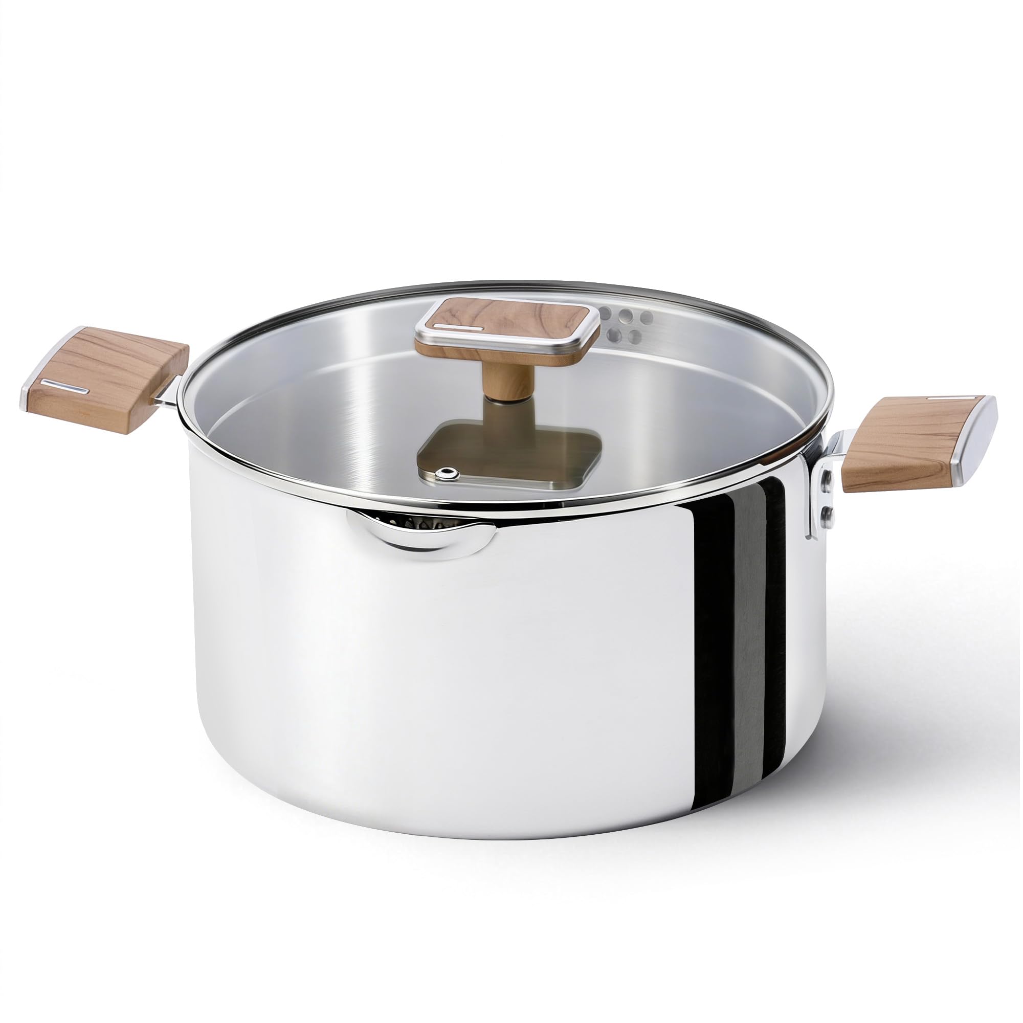 CAROTE 8 Qt Tri-Ply Stainless Steel Stockpot, Non-Toxic Stock Pot with Lid, Soup Pot for Pasta, Even Heating, Oven Safe, Induction, Ceramic and Gas Cooktops Compatible, Sliver